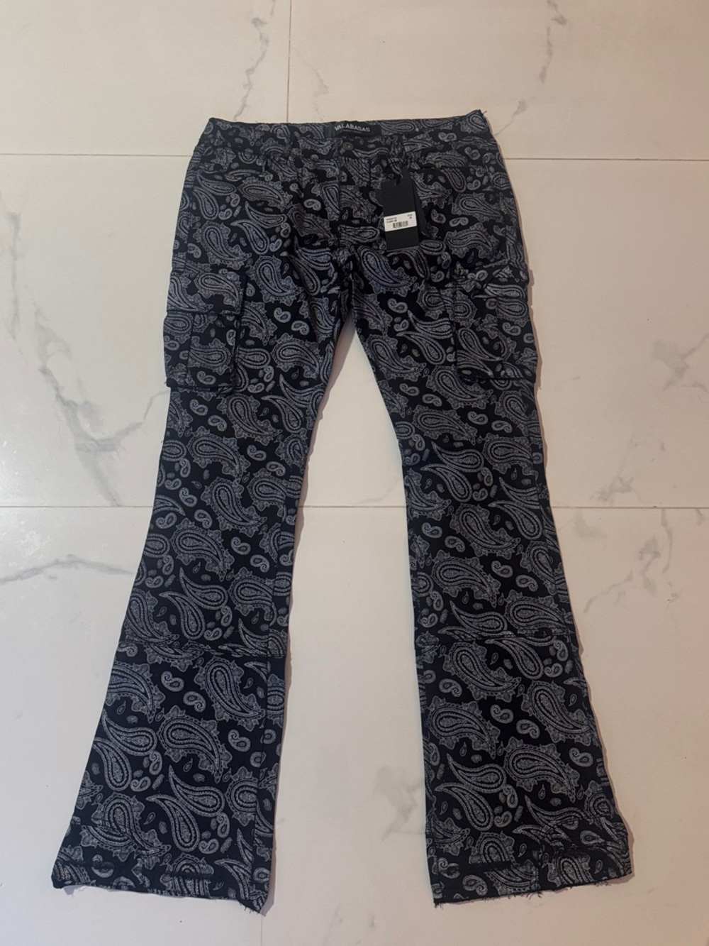 Paisley-Print Black Flare Jeans - Casual Wide Leg